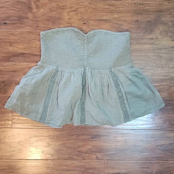 American Eagle Strapless Green Cropped Lace Boho Top NWT Never Worn Size Medium - Picture 7 of 11